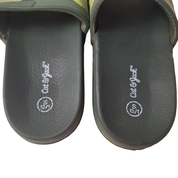Cat & Jack Sz 13/1 Small Boys Green Camo Nikko Slip-On Slides - Picture 7 of 12